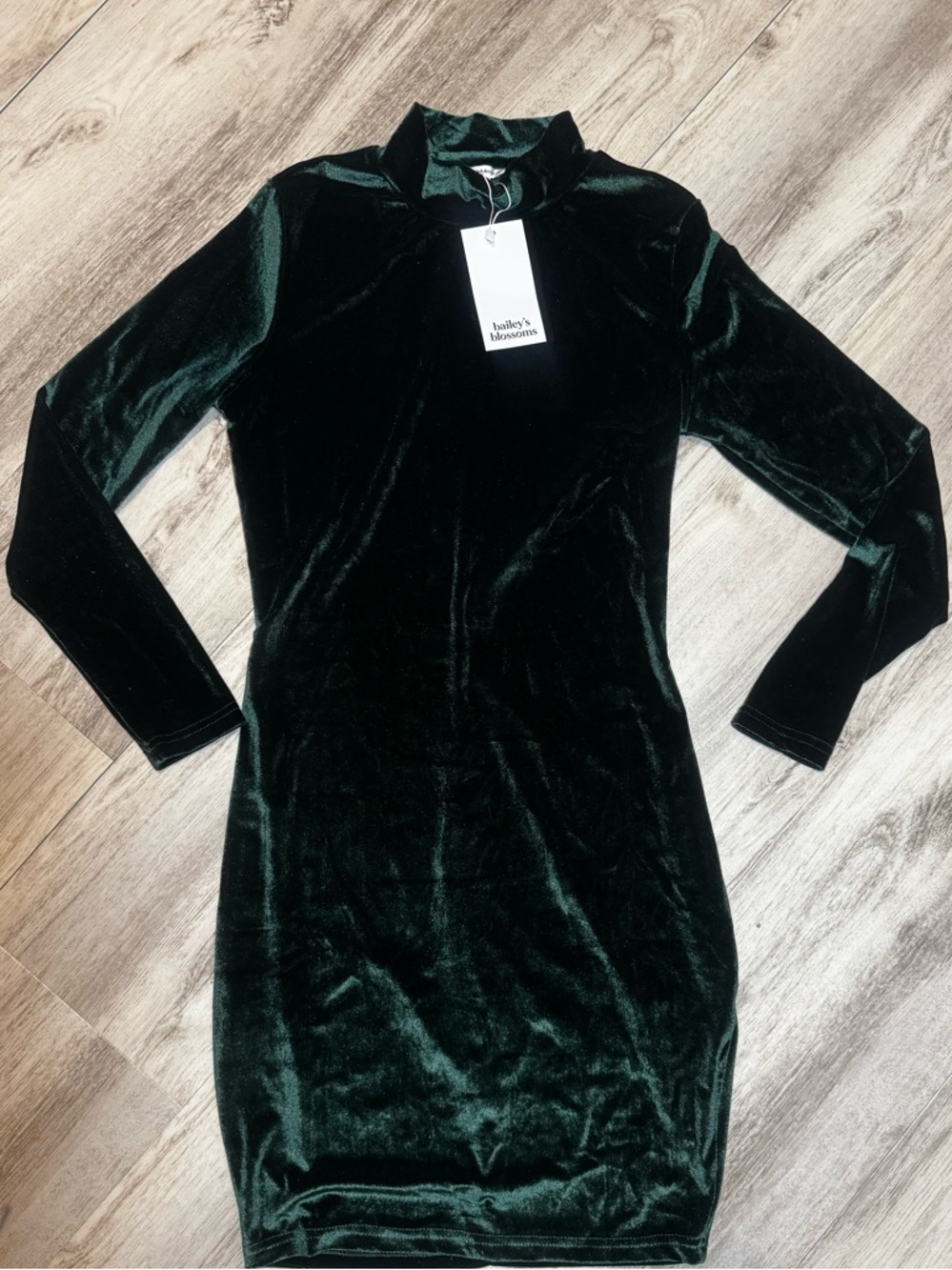 NWT Bailey’s Blossom Matching Emerald Velvet Dress - Picture 2 of 2